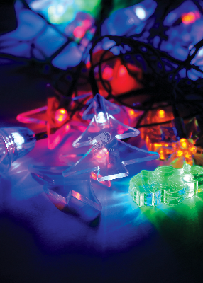 Гирлянда светодиодная 30 LED шишки снежинки RGB 4.4м 8 режимов