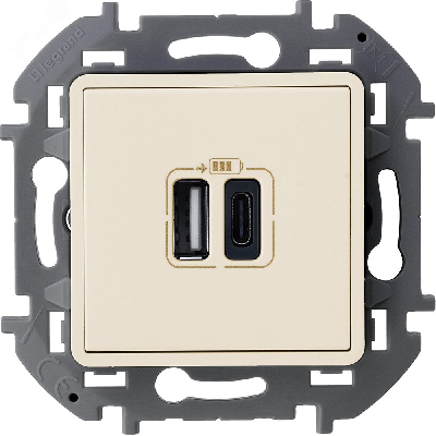 Зарядное устройство с двумя USB разьемами A C 240В/5В 3000мА INSPIRIA слоновая кость