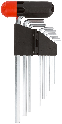 Ключи шестигранные длинные (1.5-10 мм) CrV, 9 шт с пластик.Т-обр.ручкой