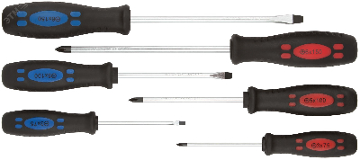 Отвертки ''Стандарт'', CrV сталь, магнитный наконечник, двухцветная прорезиненная ручка, набор 6 шт