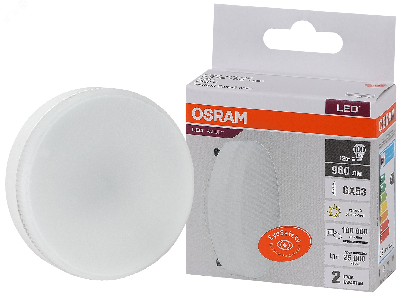 Лампа светодиодная LED 12 Вт GX53 3000К 960Лм таблетка 220 В (замена 100Вт) OSRAM