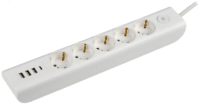 MODERN Удлинитель У05В 5 розеток с заземляющим контактом + USBх4 2м 3х1мм2 16А/250В белый