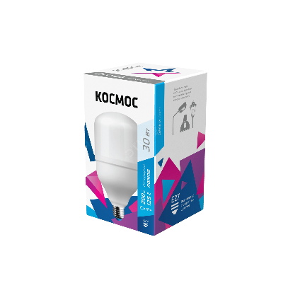 Лампа светодиодная LED 30Вт 220В Е27 D80х135 4500К белый 2650 лм Космос