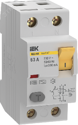 Выключатель дифференциальный (УЗО) KARAT ВД3-63 2P 63А 300мА 6кА тип AC IEK