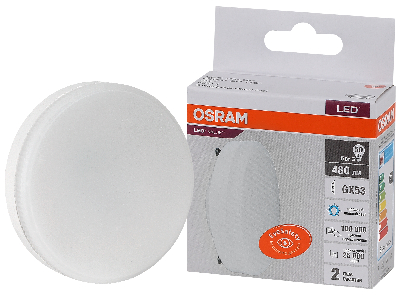 Лампа светодиодная LED 6 Вт GX53 6500К 480Лм таблетка 220 В (замена 50Вт) OSRAM