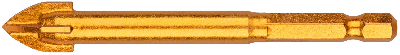 Сверло по кафелю, 4 режущие кромки, титановое покрытие, U-хвостовик под биту 12х91 мм