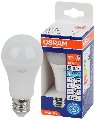 Лампа светодиодная LED 12Вт Е27 6500К 1055Лм груша 220В (замена 100Вт) OSRAM
