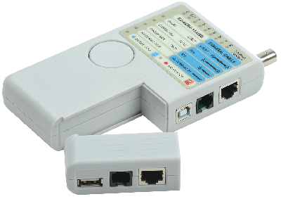 Тестер для витой пары 4в1 RJ45/RJ11/BNC/USB с элементом питания