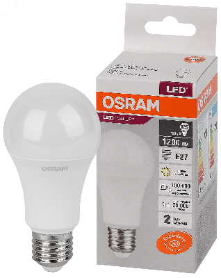 Лампа светодиодная LED 15 Вт E27 3000К 1200Лм груша 220 В (замена 125Вт) OSRAM