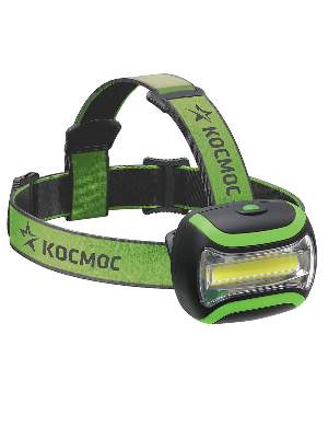 Фонарь налобный KOC-H3WCOBLED, 3W COB LED, 3 батарейки АА, 180Lm, Космос