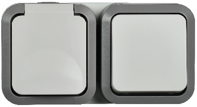 Блок розетка + выключатель горизонтальный TORS 16А IP55 белый