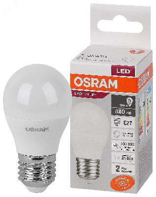 Лампа светодиодная LED 10 Вт E27 4000К 800Лм шарик 220 В (замена 75Вт) OSRAM