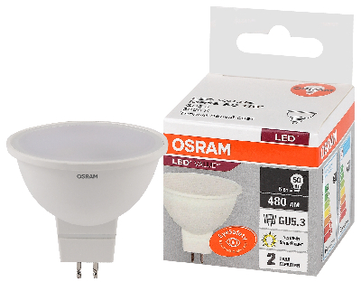 Лампа светодиодная LED 6 Вт GU5.3 3000К 480Лм спот 220 В (замена 50Вт) OSRAM