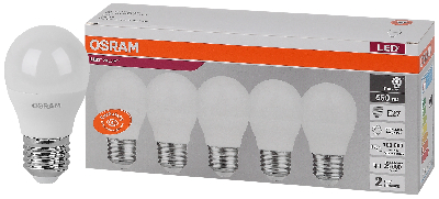 Лампа светодиодная LED 7 Вт E27 4000К 560Лм шарик 220 В (замена 60Вт) OSRAM