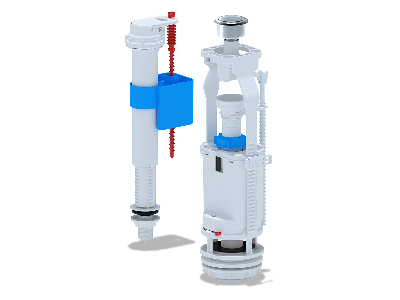 Набор для бачка унитаза с нижней подводкой 1/2' с пластиковым щтуцером кнопка хром