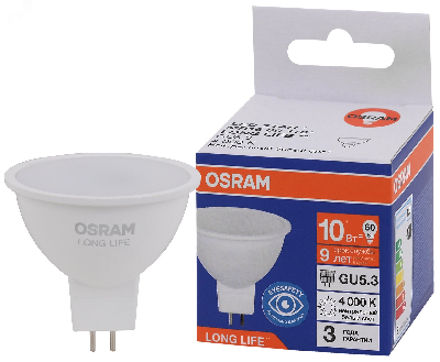 Лампа светодиодная LED 10Вт GU5.3 4000К 800Лм спот 220В (замена 75Вт) OSRAM