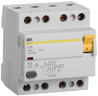 Выключатель дифференциального тока (УЗО) 4п 16А 30мА ВД1-63 АС(Электромеханическое)
