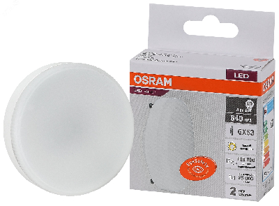 Лампа светодиодная LED 8 Вт GX53 3000К 640Лм таблетка 220 В (замена 60Вт) OSRAM