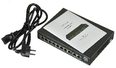 Коммутатор неуправляемый PoE 8 портов 10/100 Мб/с, 2хRJ45, 120 Вт 1NS08F-2T